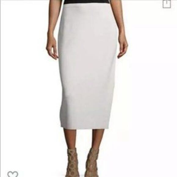 Eileen Fisher Silk Organic Cotton Interlock Pencil Skirt In Bone Career  Sz 1X - Picture 1 of 8